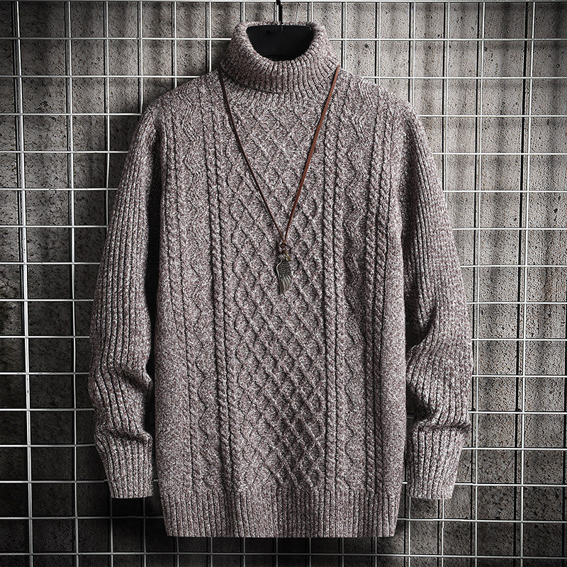 Herren-Strickpullover, Rollkragen, Rautenmuster, schmal