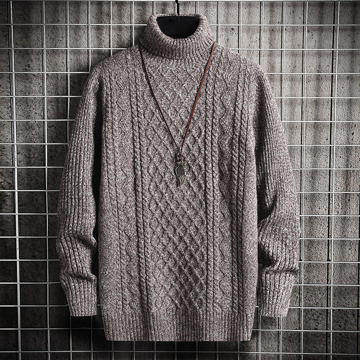 Herren-Strickpullover, Rollkragen, Rautenmuster, schmal
