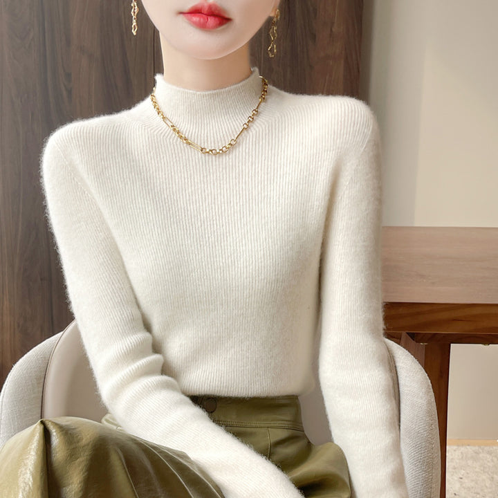 Damen-Strickpullover mit Stehkragen, figurbetont