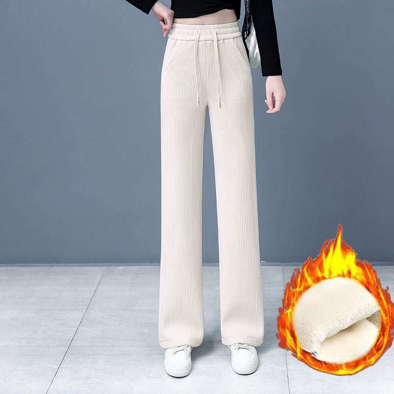 Damen-Freizeithose, Cord, schmaler Schnitt, gefüttert