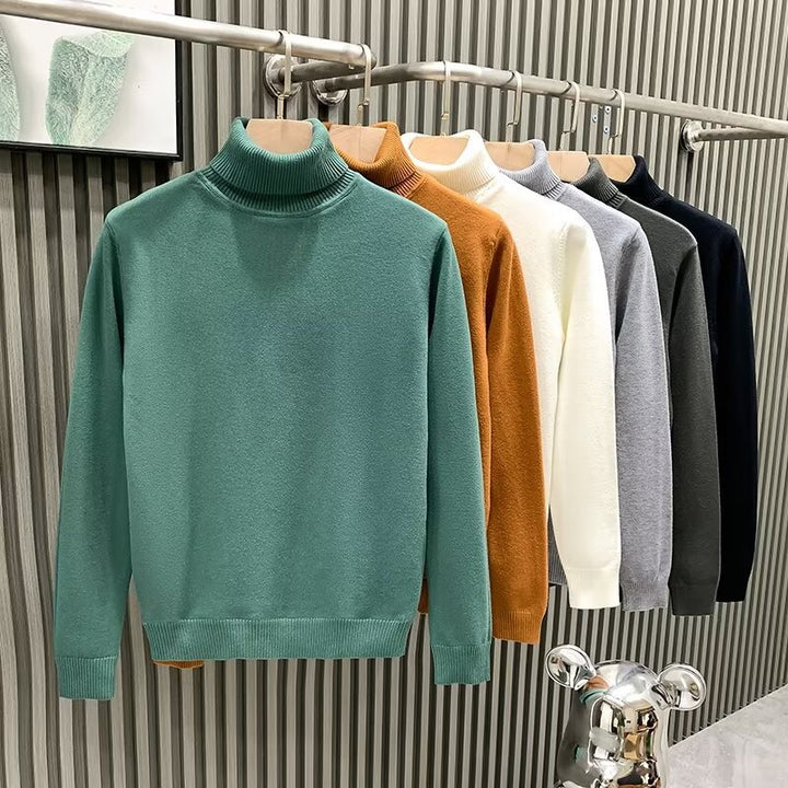 Herren-Strickpullover mit hohem Kragen, warm und lässig
