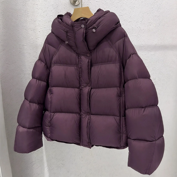 Kurze Damen-Steppjacke mit Kapuze, wattiert