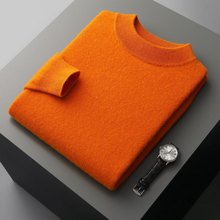 Herren-Kaschmirpullover, Stehkragen, reine Wolle