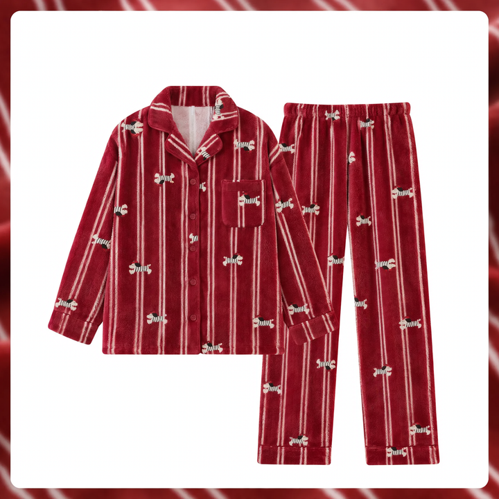 Herren-Pyjama-Set, Korallenfleece, warm