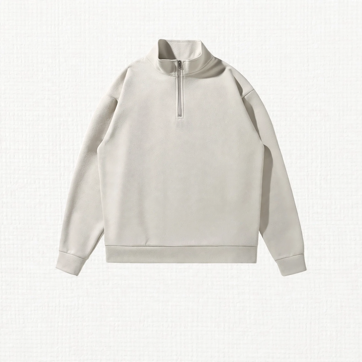 Sweatshirt mit hohem Stehkragen und Halbreißverschluss