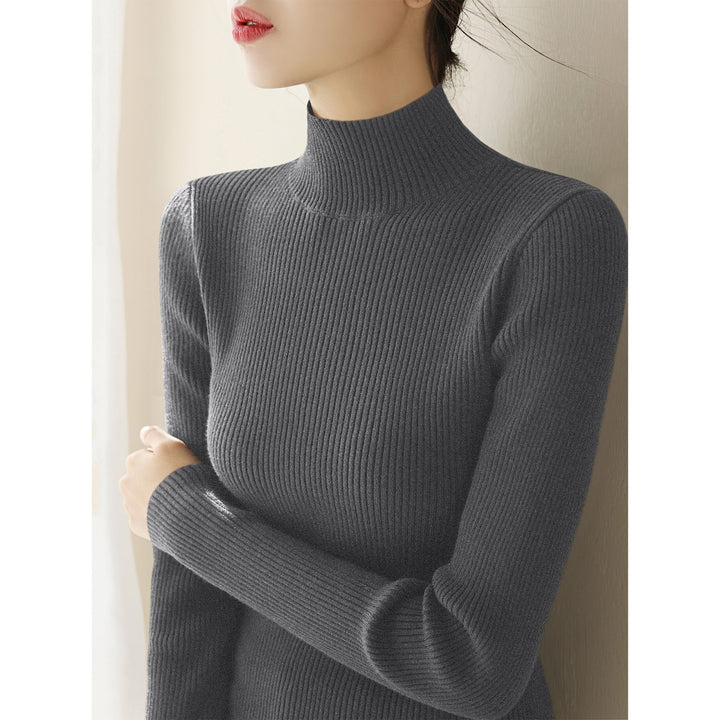 Damen-Strickpullover mit Stehkragen, schmal geschnitten