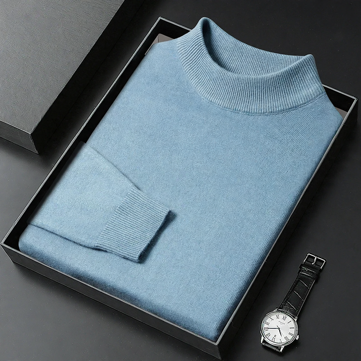 Herren-Strickpullover mit Stehkragen, schlichtes Design
