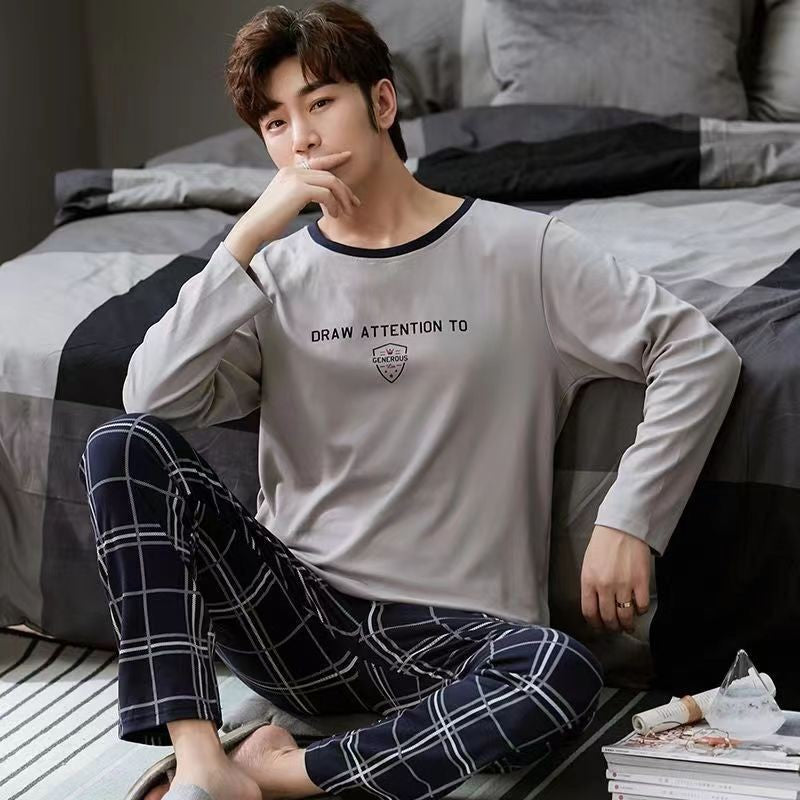 Herren-Pyjama-Set, Langarm, locker geschnitten