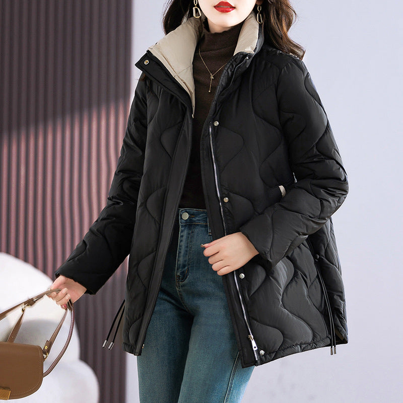 Lange Damen-Winterjacke mit Stehkragen