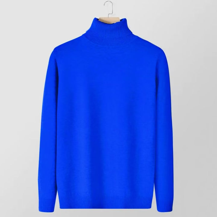 Herren-Strickpullover mit hohem Kragen, körpernah