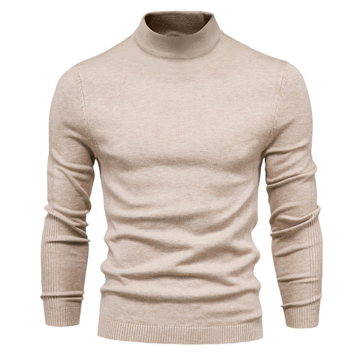 Herren-Rollkragenpullover, gestrickt, einfarbig