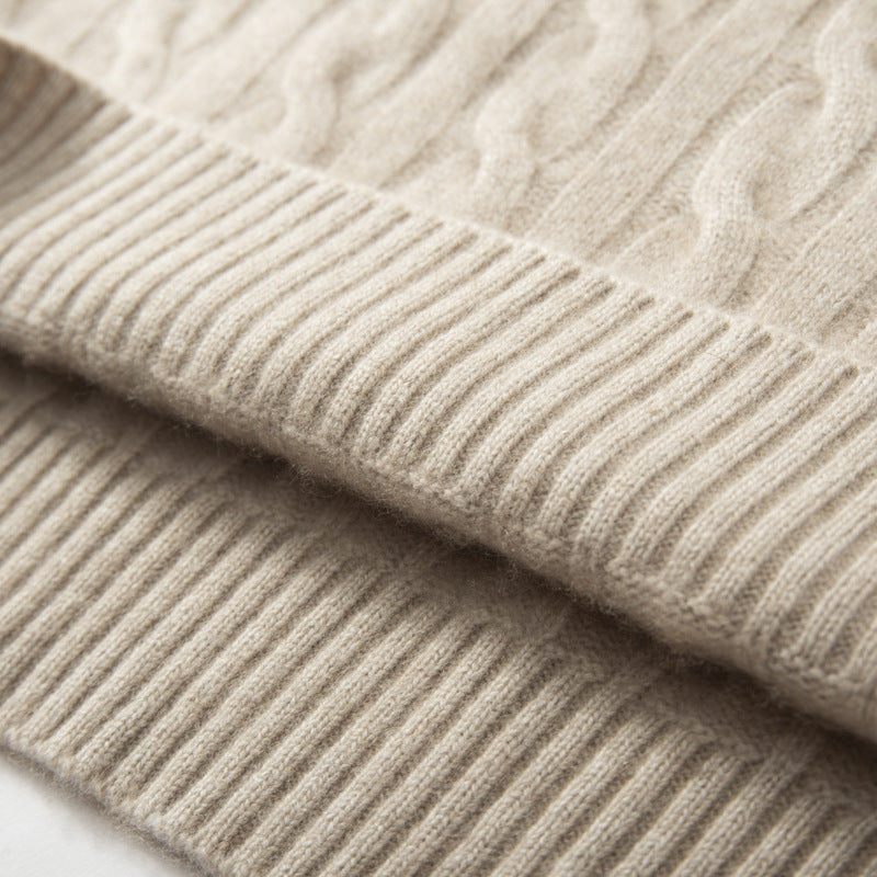 Herren-Kaschmirpullover, Zopfmuster, schweres Strickdesign