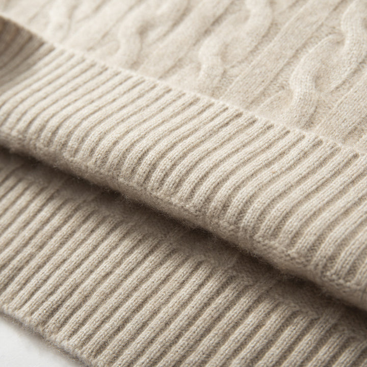 Herren-Kaschmirpullover, Zopfmuster, schweres Strickdesign