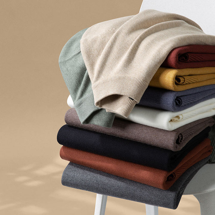 Herren-Strickpullover mit halbem Kragen, wärmeisolierend