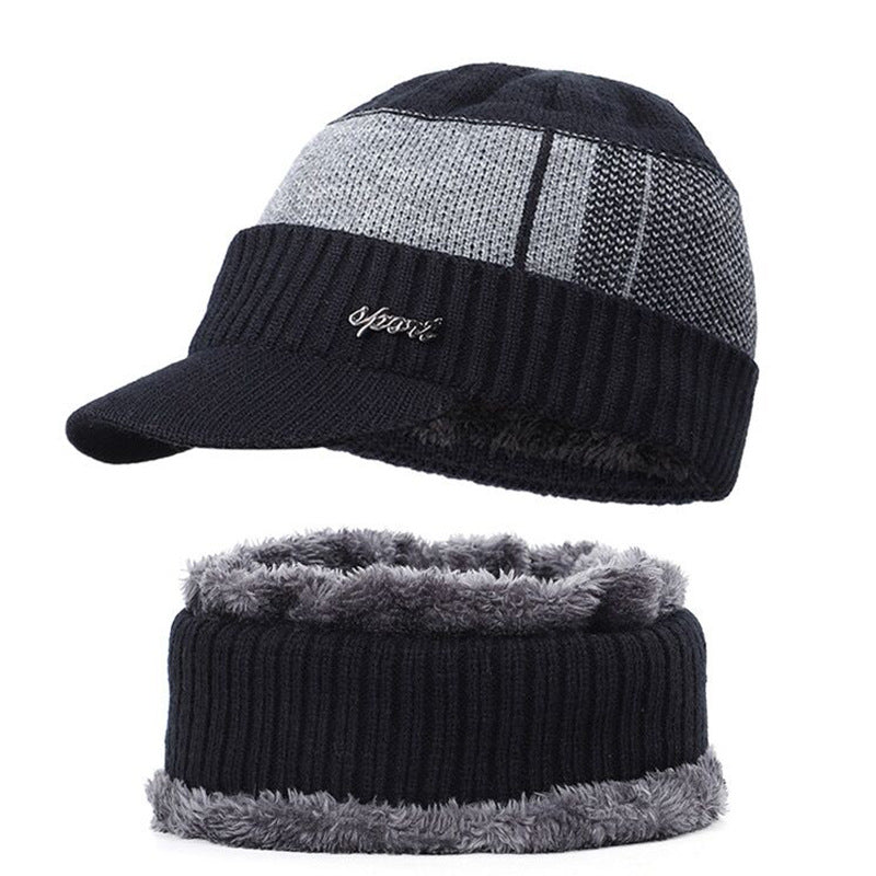 Herren Strickmütze und Schal Set, gefüttert