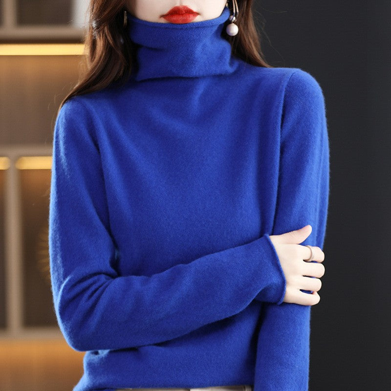 Damen-Wollpullover mit Stehkragen aus reiner Wolle
