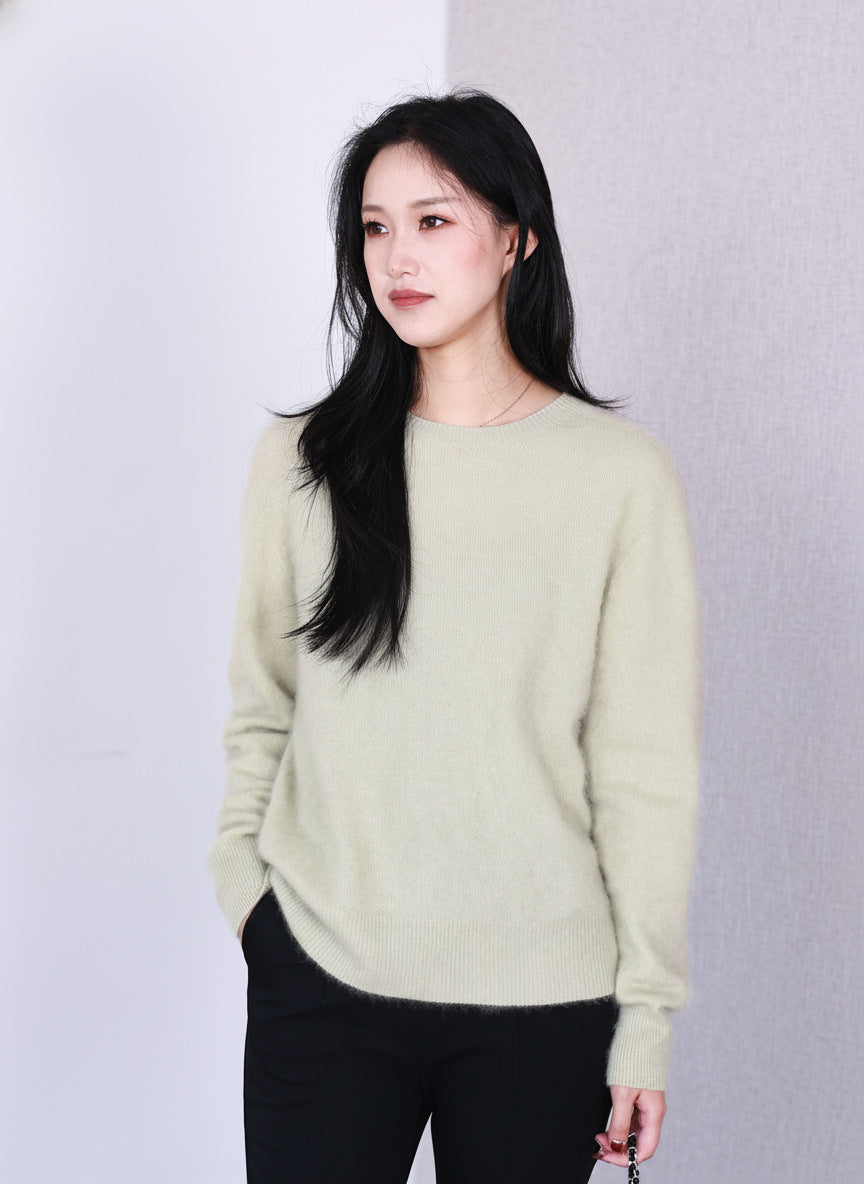 Damen-Woll-Kaschmir-Pullover, nahtlos, verschiedene Kragenformen