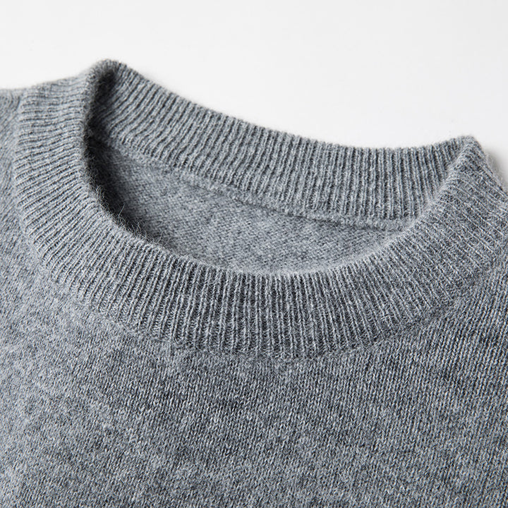 Herren-Wollpullover, Rundhalsausschnitt, einfarbig