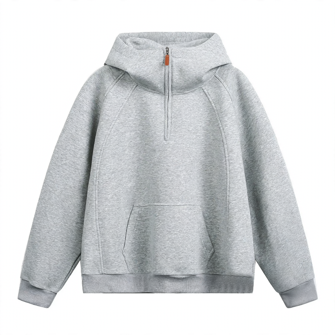 Unisex-Kapuzenpullover mit Reißverschluss und Stehkragen