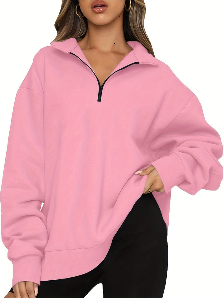 Damen-Sweatshirt mit Reißverschluss und Stehkragen