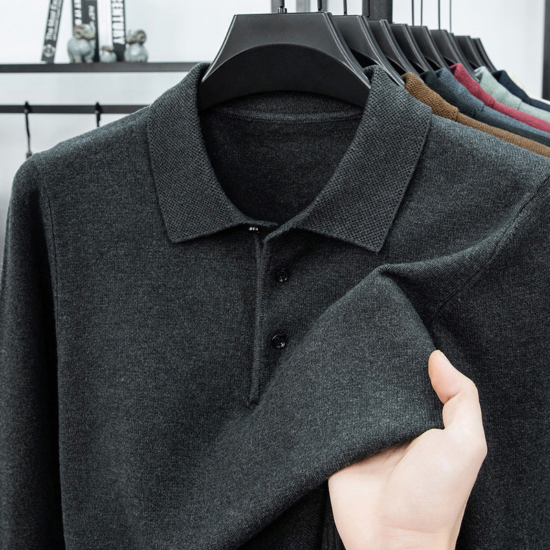 Herren-Strickpullover mit Reverskragen und Thermofutter