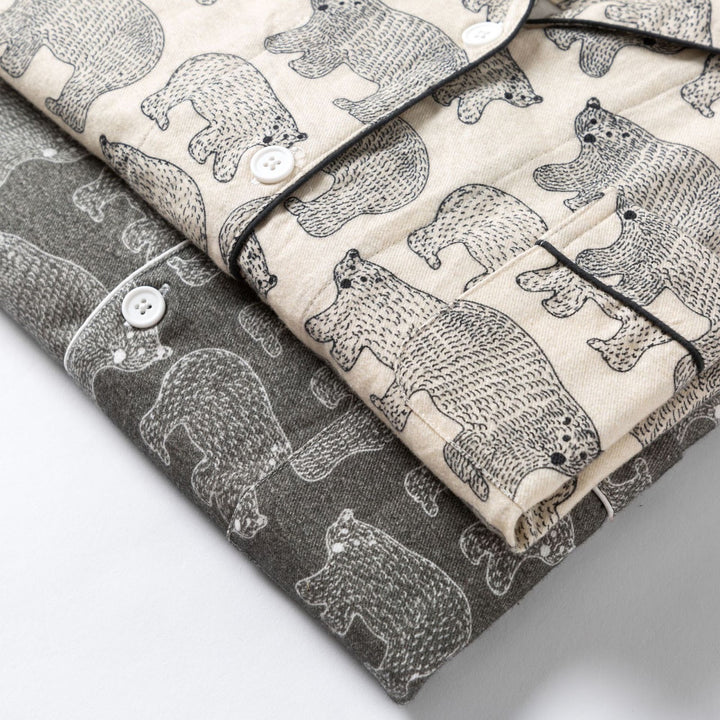 Bären-Print Flanell-Hausanzug für Paare, Baumwolle