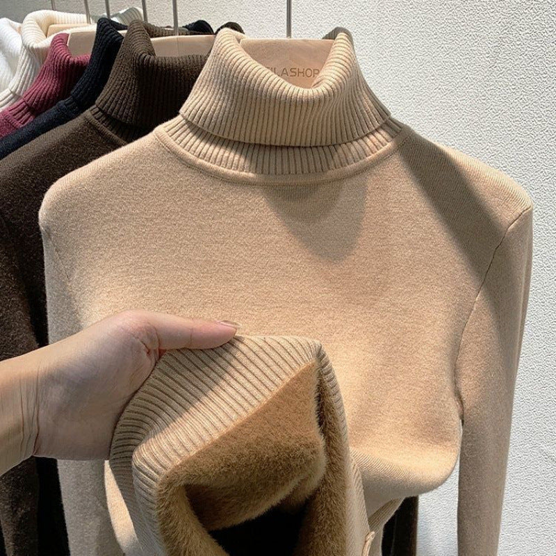 Damen-Rollkragenpullover, gefüttert, Strick