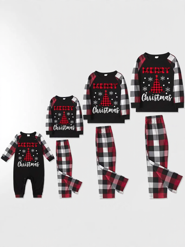Weihnachts-Pyjama-Set für die Familie, langärmelig, mit Karomuster