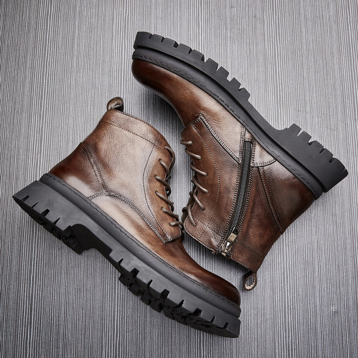 Herren-Schnürstiefel aus Rindsleder im Vintage-Stil