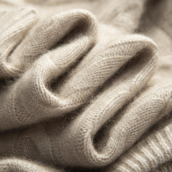 Herren-Kaschmirpullover, Zopfmuster, schweres Strickdesign