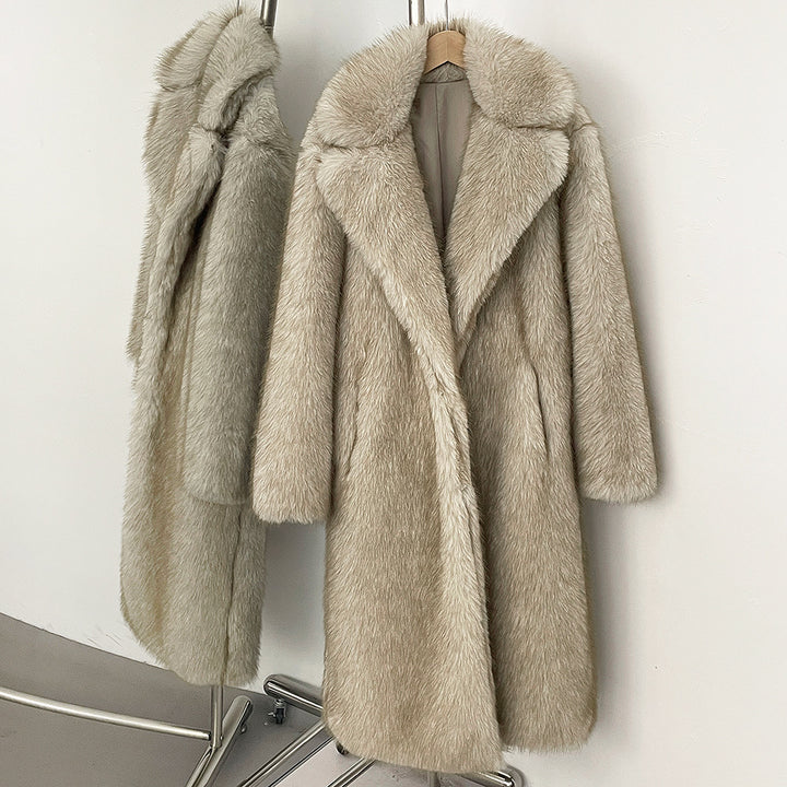 Eleganter Kunstfellmantel mit Reverskragen