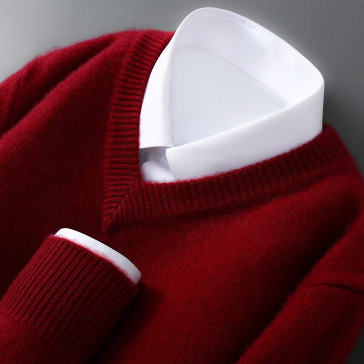 Herren-Wollpullover, Rundhalsausschnitt, 100% Wolle, dick