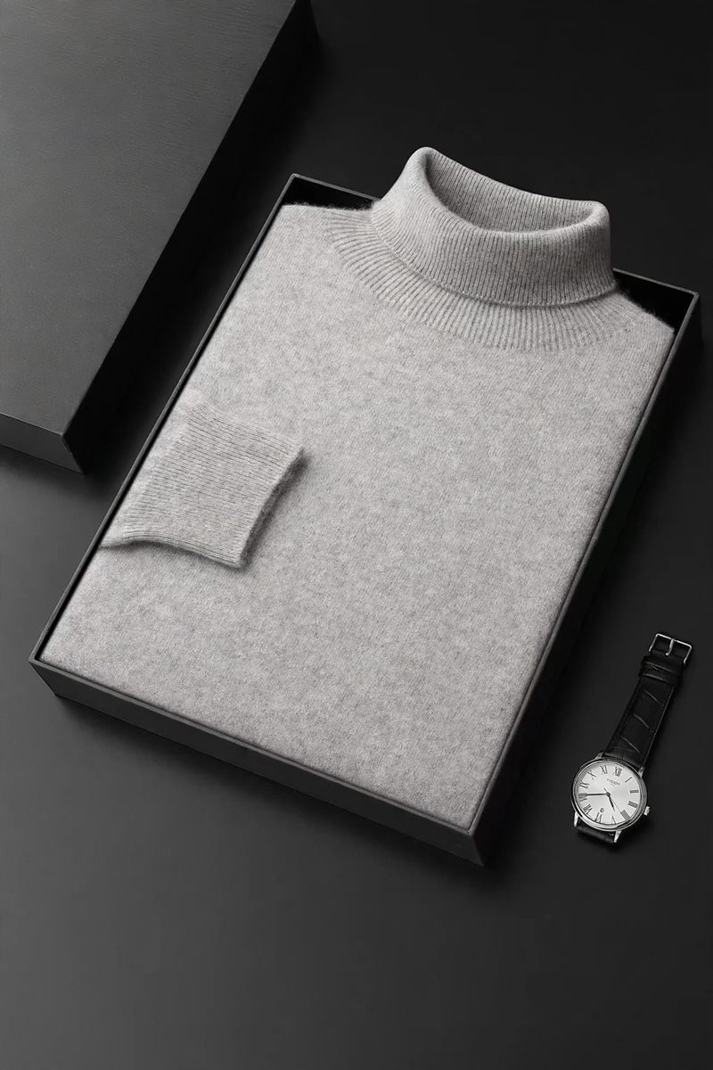 Herren-Rollkragenpullover aus Kaschmir, schlicht und elegant