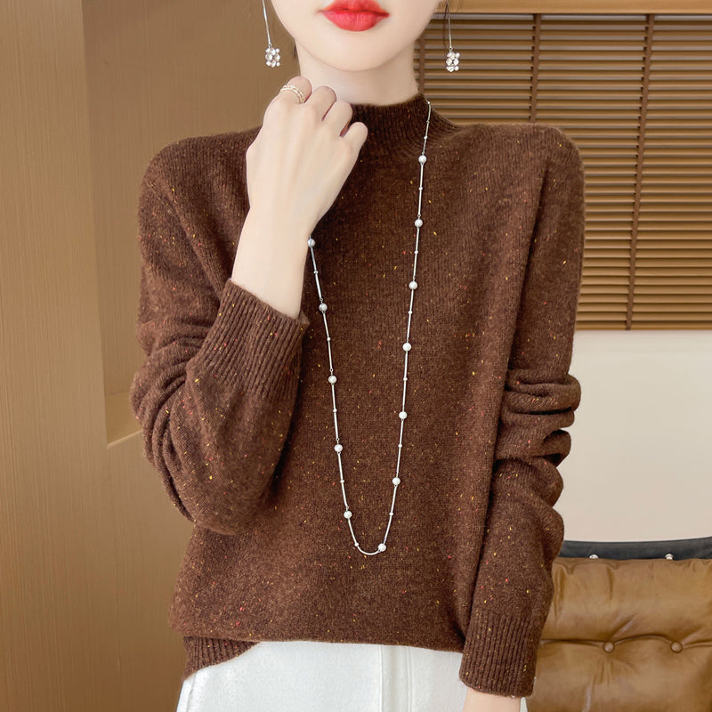 Damen-Pullover aus reiner Wolle mit Stehkragen