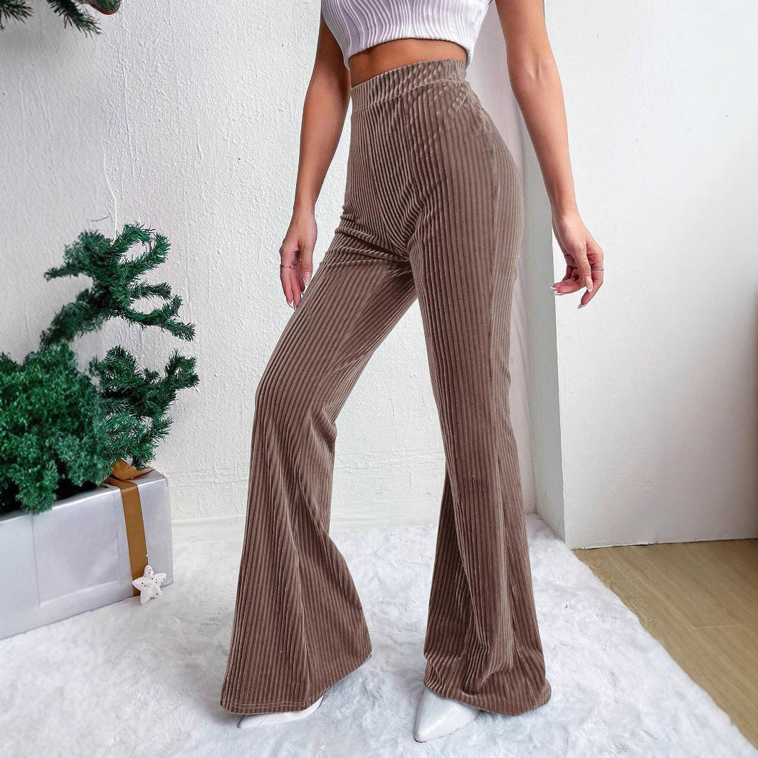 Damen-Cordhose mit hohem Bund und ausgestelltem Bein