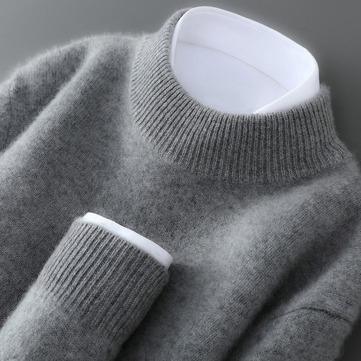 Herren-Wollpullover mit Stehkragen