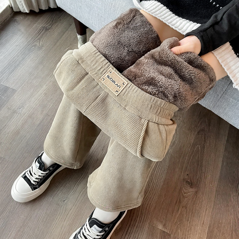 Chenille-Weithose für Damen, gerade geschnitten