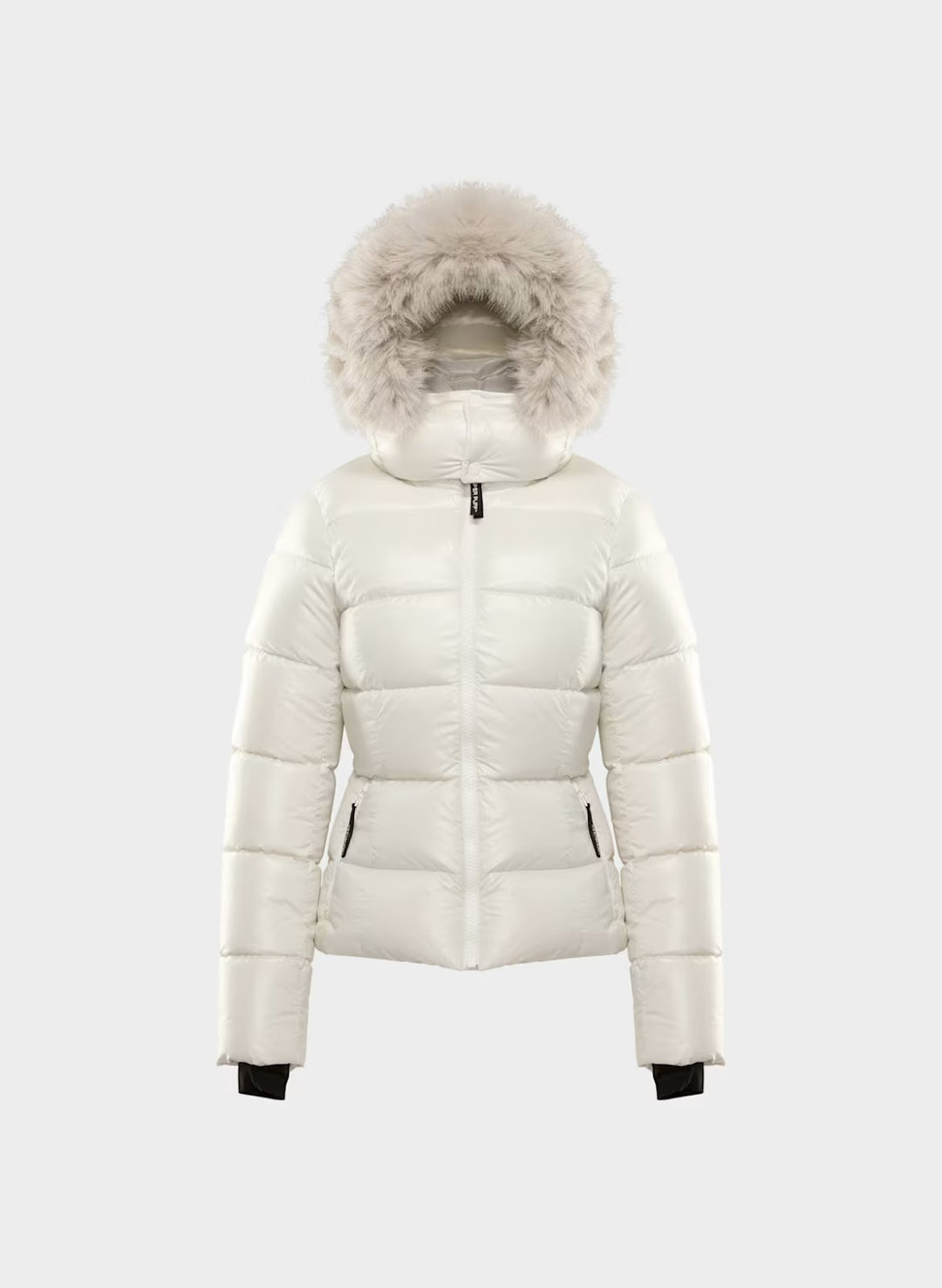 Damen-Daunenjacke mit Kapuze und Kunstfellkragen