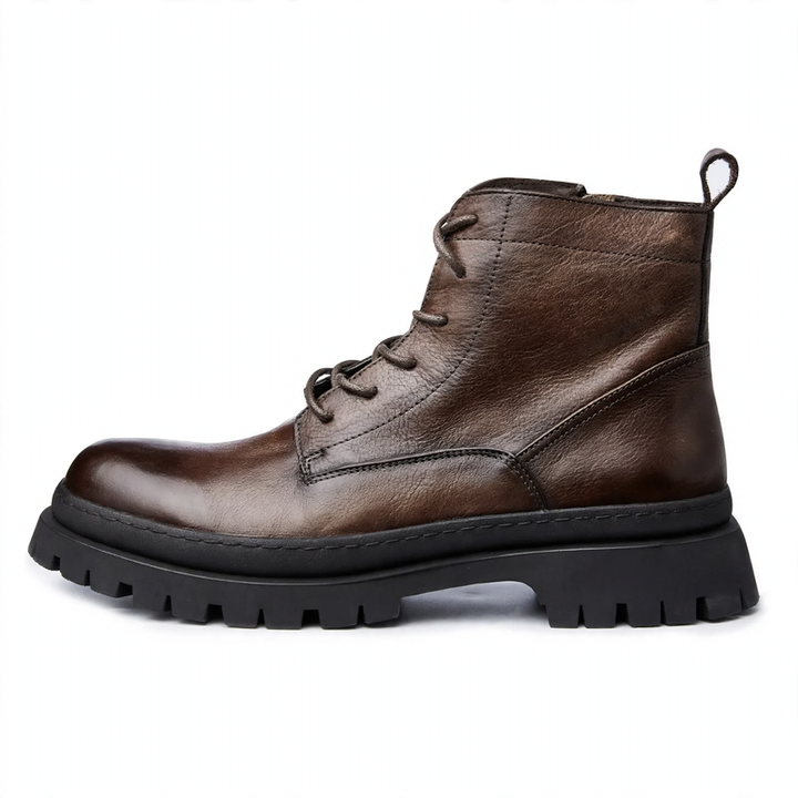 Herren-Schnürstiefel aus Rindsleder im Vintage-Stil
