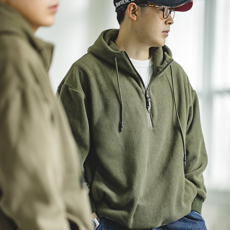 Retro-Sweatshirt mit Reißverschluss und Fleece-Futter