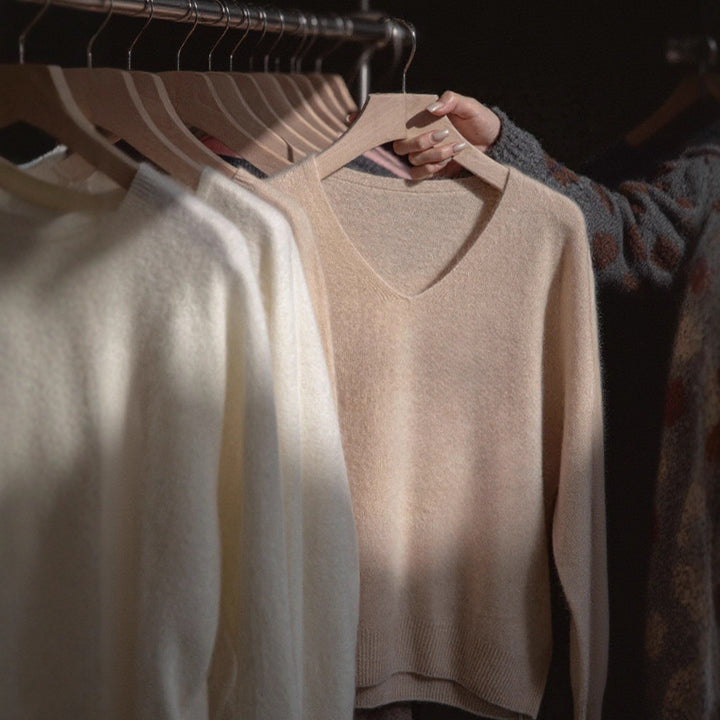 Damen-Kaschmirpullover, aufgeraut