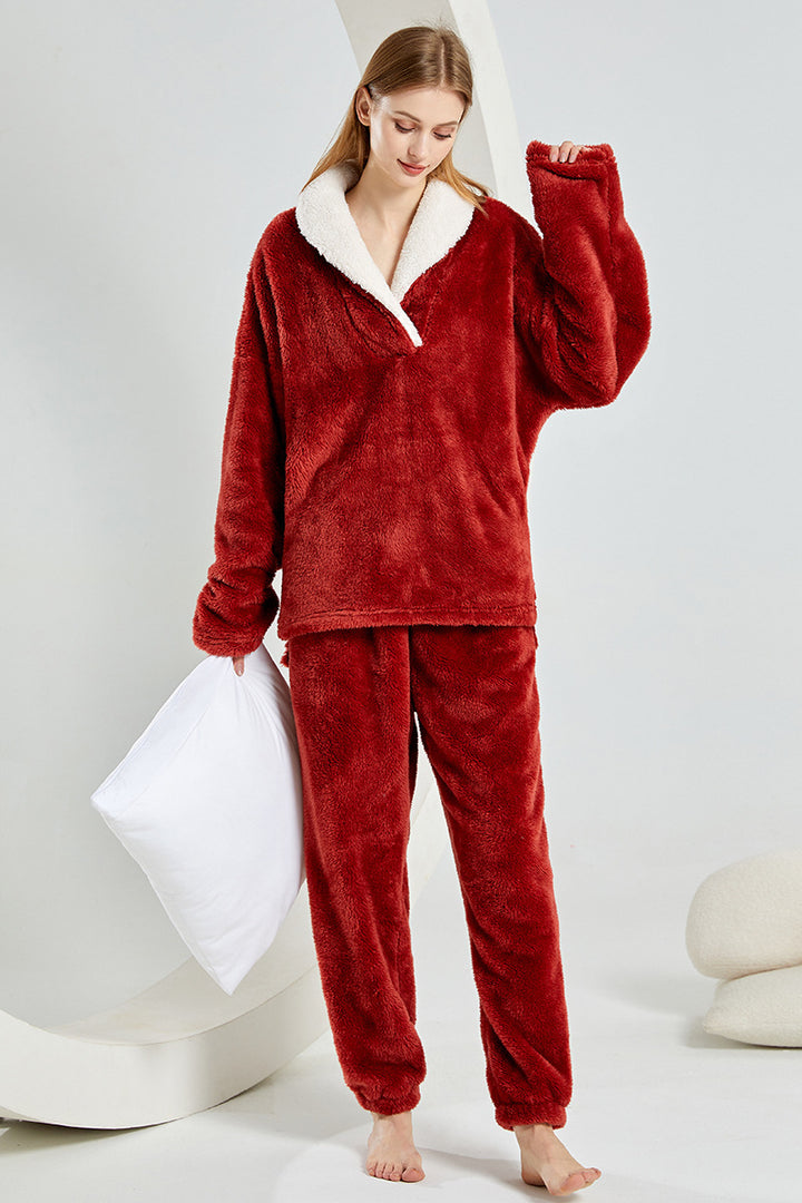 Damen-Schlafanzug-Set aus dickem, weichem Fleece