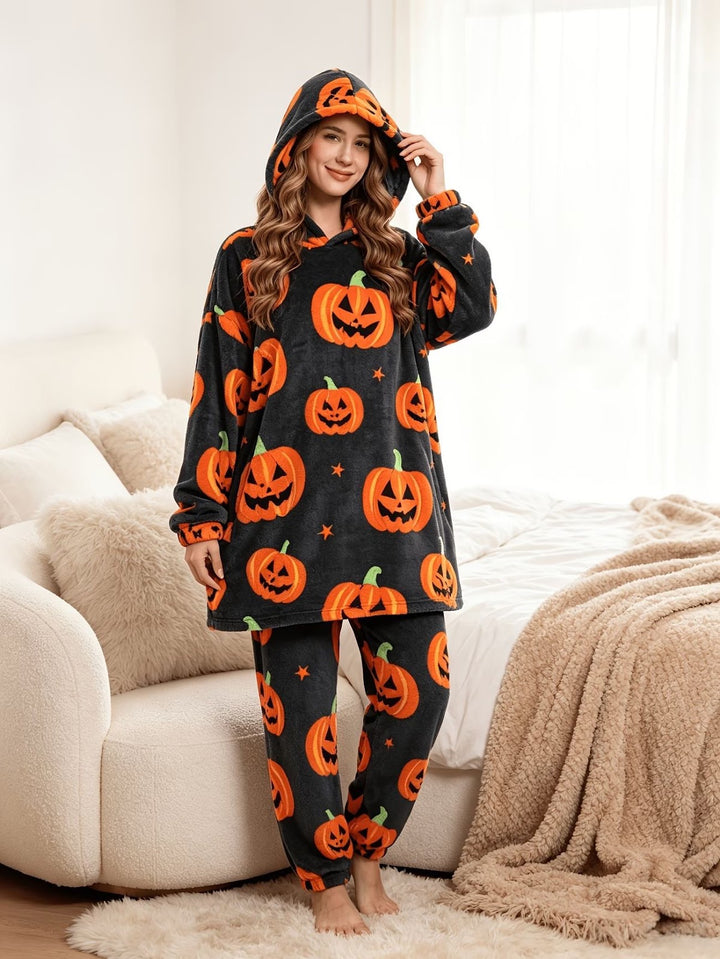 Damen-Pyjama-Set, gefüttert, warm und gemütlich