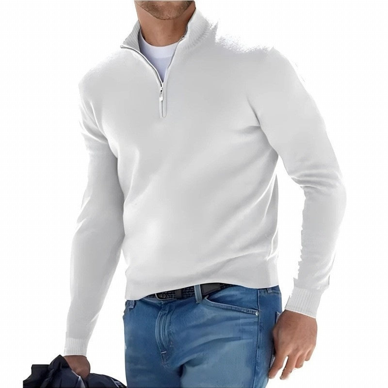 Herren-Sweatshirt mit Stehkragen und Viertelreißverschluss