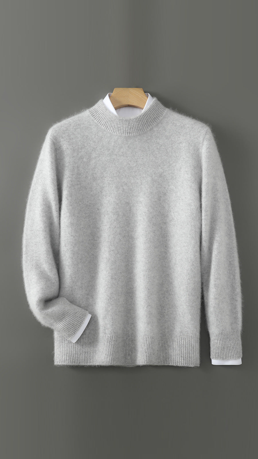 Herren-Wollpullover, Rundhals, einfarbig, Business-Casual
