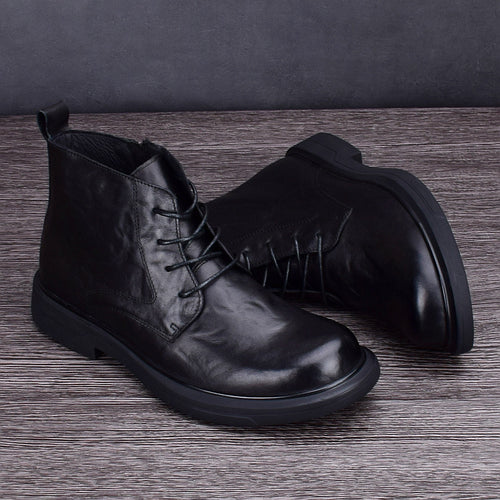 Herren-Lederstiefel, gefüttert, rutschfest