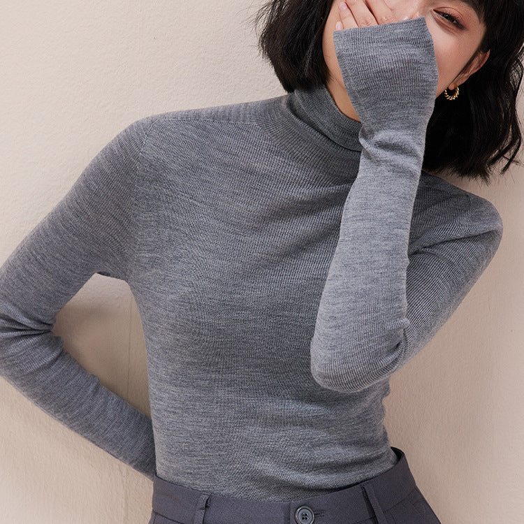 Damen-Wollpullover mit Stehkragen, 100% Wolle