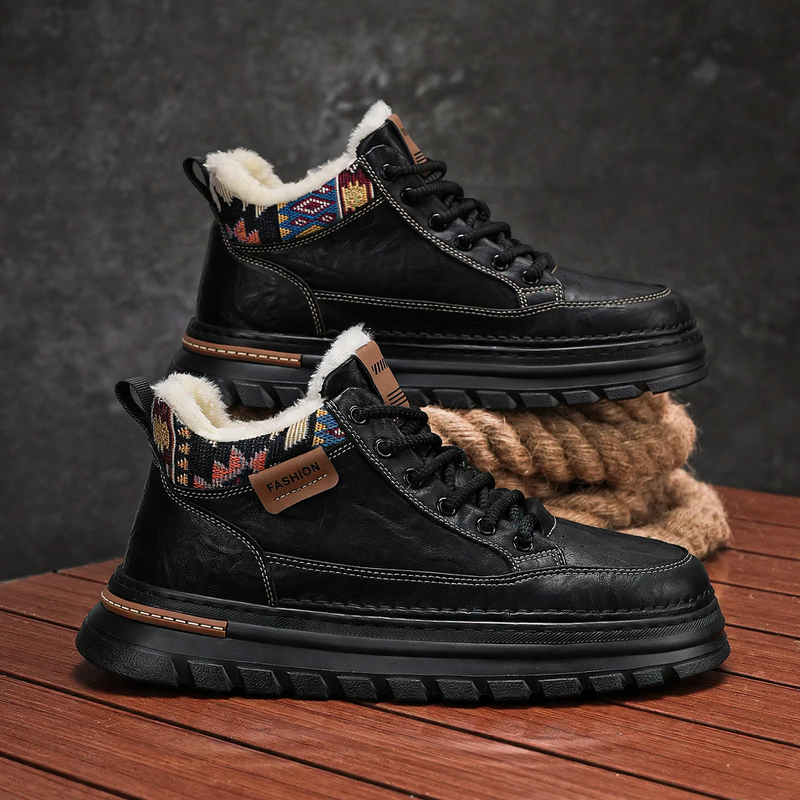 Herren-Winterstiefel, gefüttert, robust