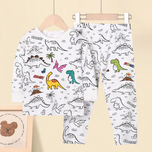 Kinder-Schlafanzug-Set, Baumwollmischung, Cartoon-Design