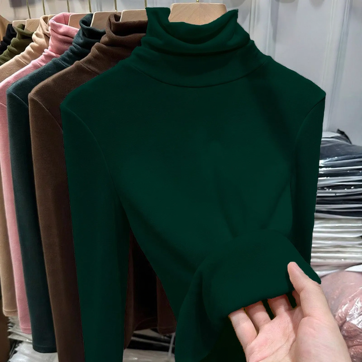 Damen-Langarmshirt mit Stehkragen, gefüttert